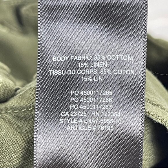 ❌SOLD❌ Aritzia Wide leg Cargo Pants linen cotton olive green tie front size 2 - Picture 12 of 13
